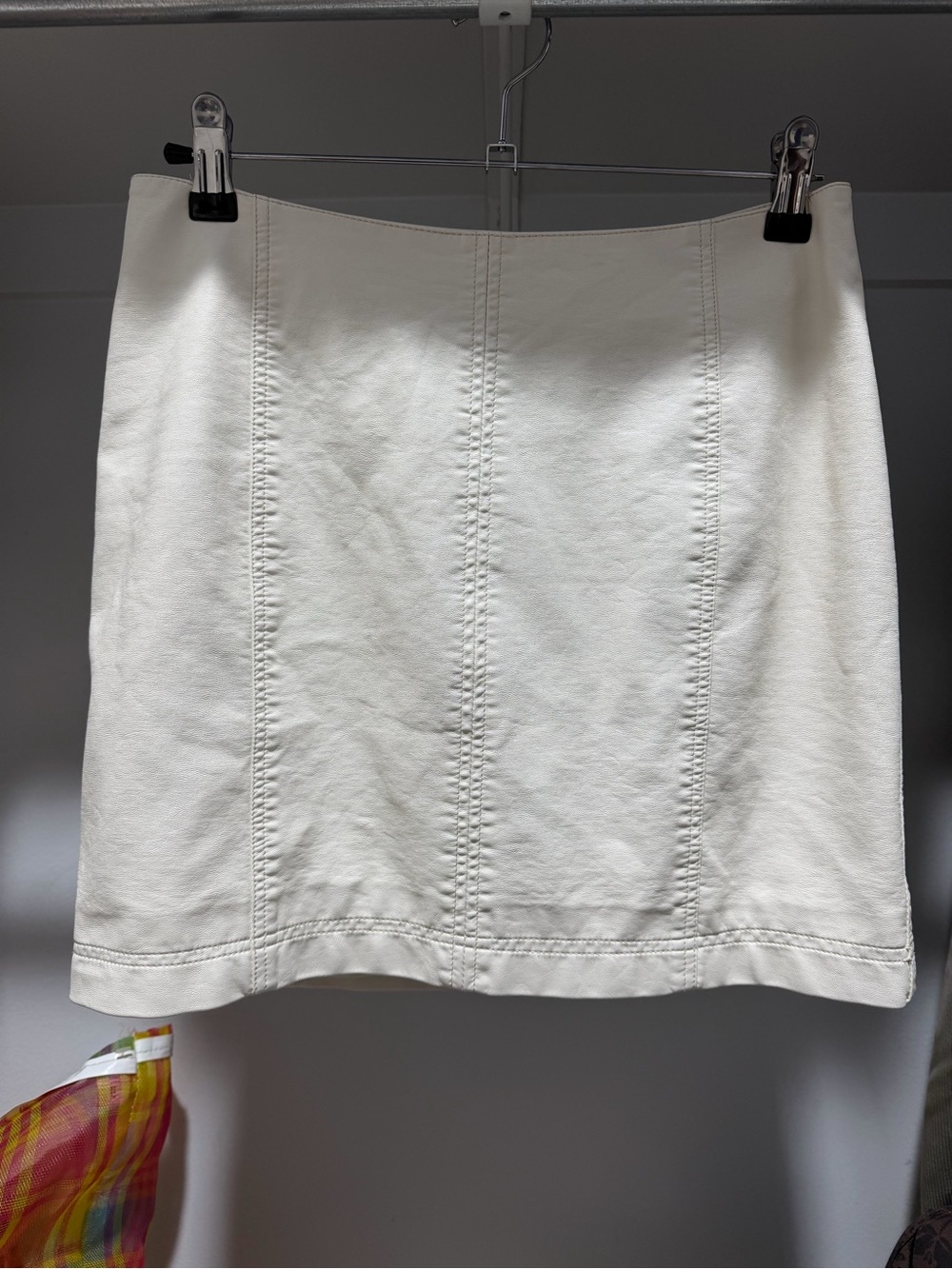 Free People White Mini Skirt with Panel Stitching